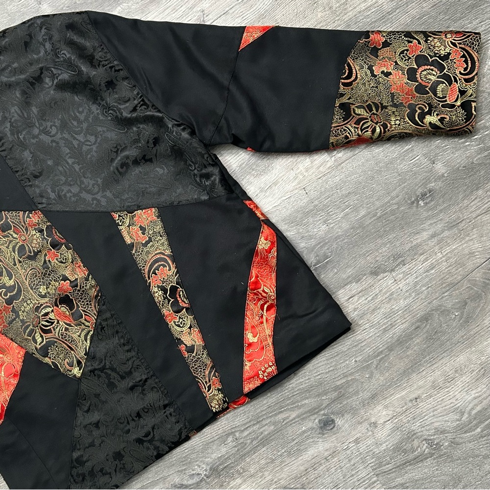 Vtg Chicos Asian Patchwork Jacket Red Brocade Man… - image 12